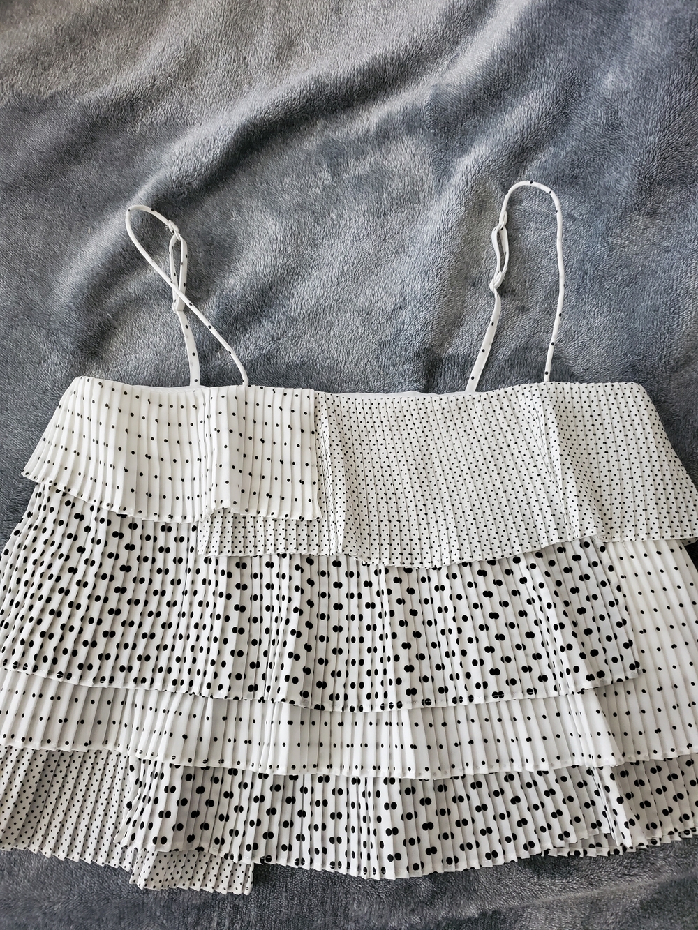 C/MEO Collective White and Black Polka Dot Pleated Camisole NWT M